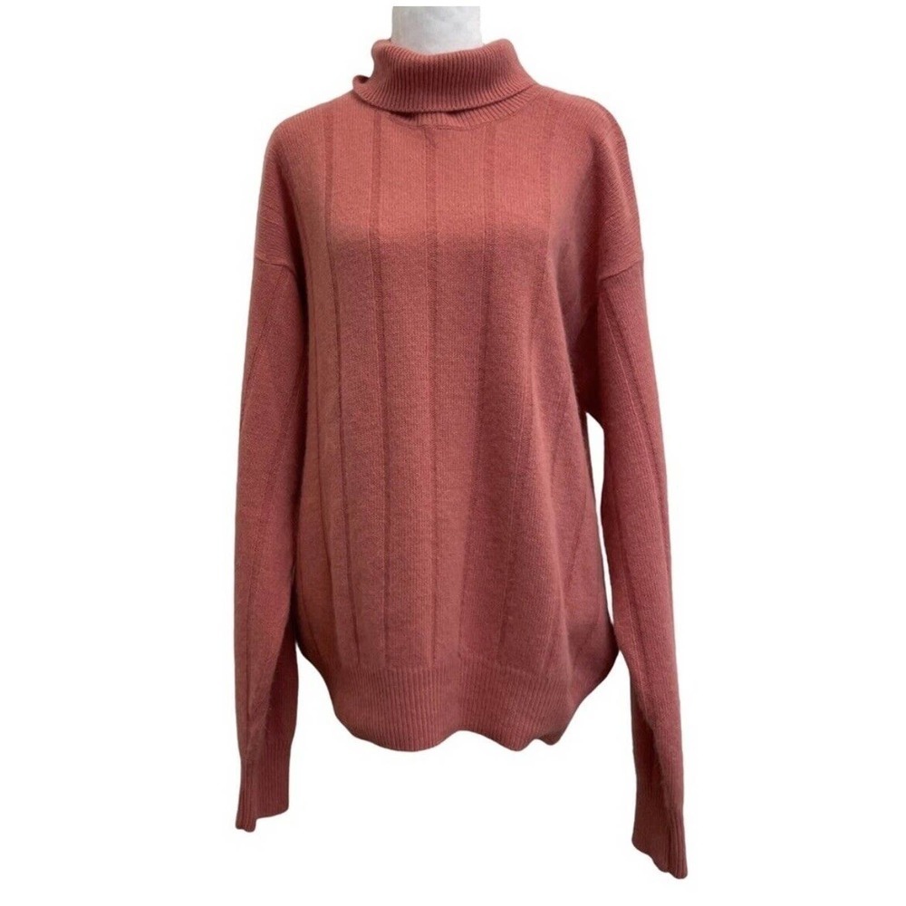 Montrer Italian Wool & Angora Dusty Pink Knit Pullover Turtleneck Sweater